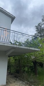 Garde-corps en Acier avec montants verticaux courbés et ornementation en lisse haute