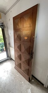 Porte simple manuelle en Bois massif avec panneaux en forme de diamant